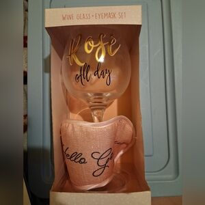 Rosé All Day Stemmed Wine Glass - Pink Lettering